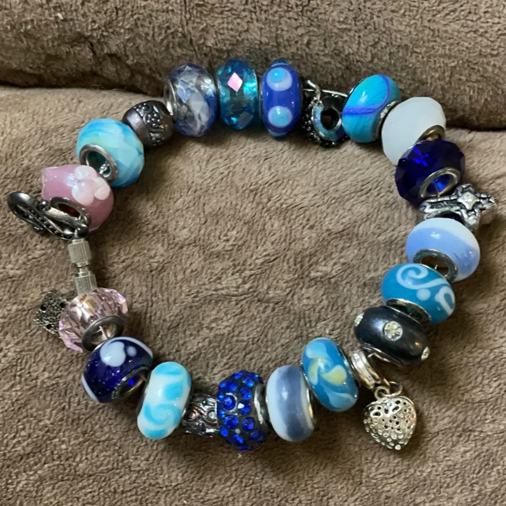 Handmade Bracelet with Charms and Blown Glass Beads - Picture 11 of 13
